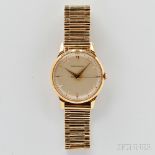 Jaeger-LeCoultre 18kt Gold Wristwatch, Switzerland, silver-tone dial with applied gold baton