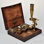 T. Blunt & Son Cased Microscope, London, c. 1800, Gould-style microscope with rectangular parallel