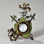Enameled Watch Holder and an Open-face Swiss Watch, early 20th century, holder in the form of a coat