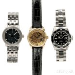 Ventura V-Matic Globe II and Two Mechanical Invicta Wristwatches, the Ventura with black dial,