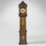 Fr. Bartunek Marquetry Long Duration Floor Regulator, Austria, c. 1884, round composite brass dial