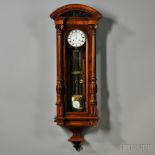 Two-week-duration Vienna Regulator Wall Clock, Austria, dome-top rosewood veneered case, full-length