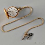 Ulysse Breting 18kt Gold Hunter Case Watch, Locle, Switzerland, No. 11865, white enamel Roman