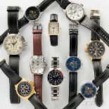 Seven Invicta and Three Fila Wristwatches, Invicta models 3449, 12178, 3057, 3330, 2727, and two
