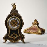 French Boulle Mantel Clock and Bracket, late 19th/early 20th century, ormolu-mounted faux