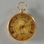 James Stoddard 18kt Gold Open-face Watch, London, c. 1860, No. 14689, engraved gold-tone dial with