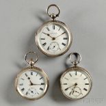 Three Silver English Key-wind Lever Watches, late 19th century, all in open-face silver cases with