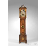 Mahogany and Mahogany Veneer Longcase Clock, Holland, c. 1780, pitch pediment case with dentil