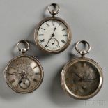 Three English Silver Fusee Lever Watches, late 19th century, all three with chain fusee lever