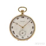 Mappin & Webb 18kt Gold Open-face Watch, Switzerland, silver-tone dial with applied gold Roman