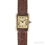 Must de Cartier Vermeil Lady's Tank Watch, Switzerland, gold-plated sterling silver case, Roman