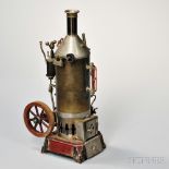 Bench-made Model of a Steam Boiler, 20th century, maroon and black-painted cast-iron base with a