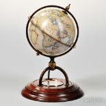 Samuel Emery 4-inch Terrestrial Globe, 20th century, twelve printed gores showing the unsettled