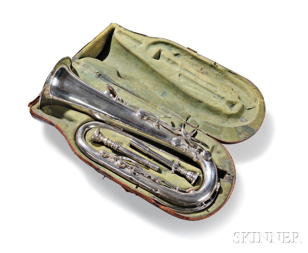 American Keyed Bugle, Henry Sibley, Boston, 1840, in E-flat with eleven keys, the single-loop silver - Image 4 of 17