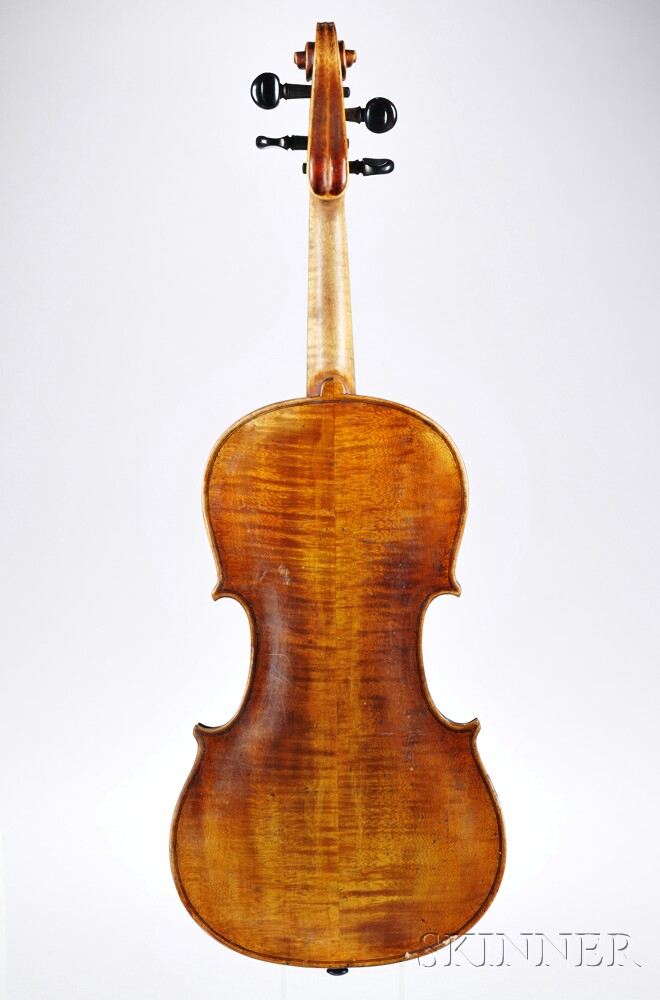 Violin, 19th Century, labeled Bernardus Stoss / fecit Viennae 1809., length of back 356 mm. - Image 3 of 3