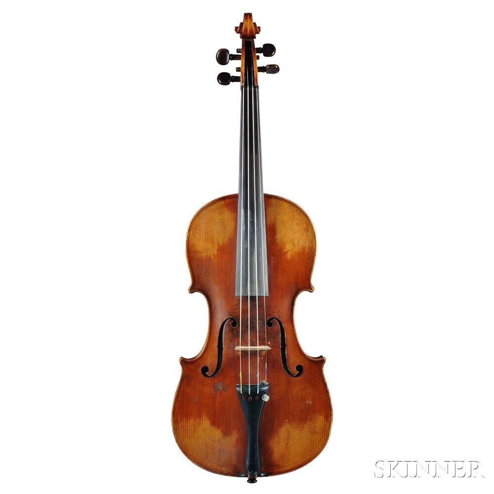 French Violin, labeled ABR. HIRSCH / STOCKHOLM., length of back 359 mm. French Violin, labeled