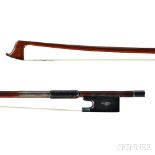 German Silver-mounted Violin Bow, the octagonal stick with silver tip stamped Ernst Heinrich