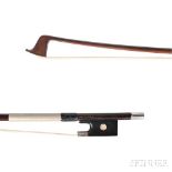 English Silver-mounted Violin Bow, James Tubbs, London, c. 1895, the round stick with tinsel wrap