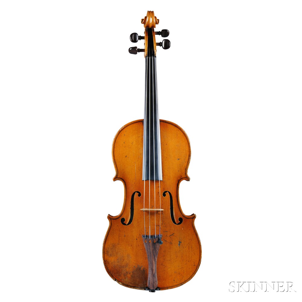 French Violin, Mirecourt, c. 1890, branded internally BRETON, BREVETE / DE S.A.R.M., 1890, also