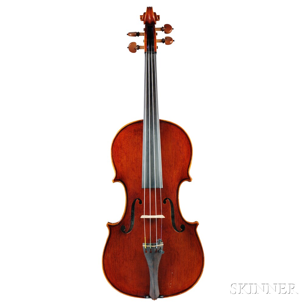 Violin, labeled Enrico Rossa, fecit anno 2000, length of back 357 mm. Violin, labeled Enrico