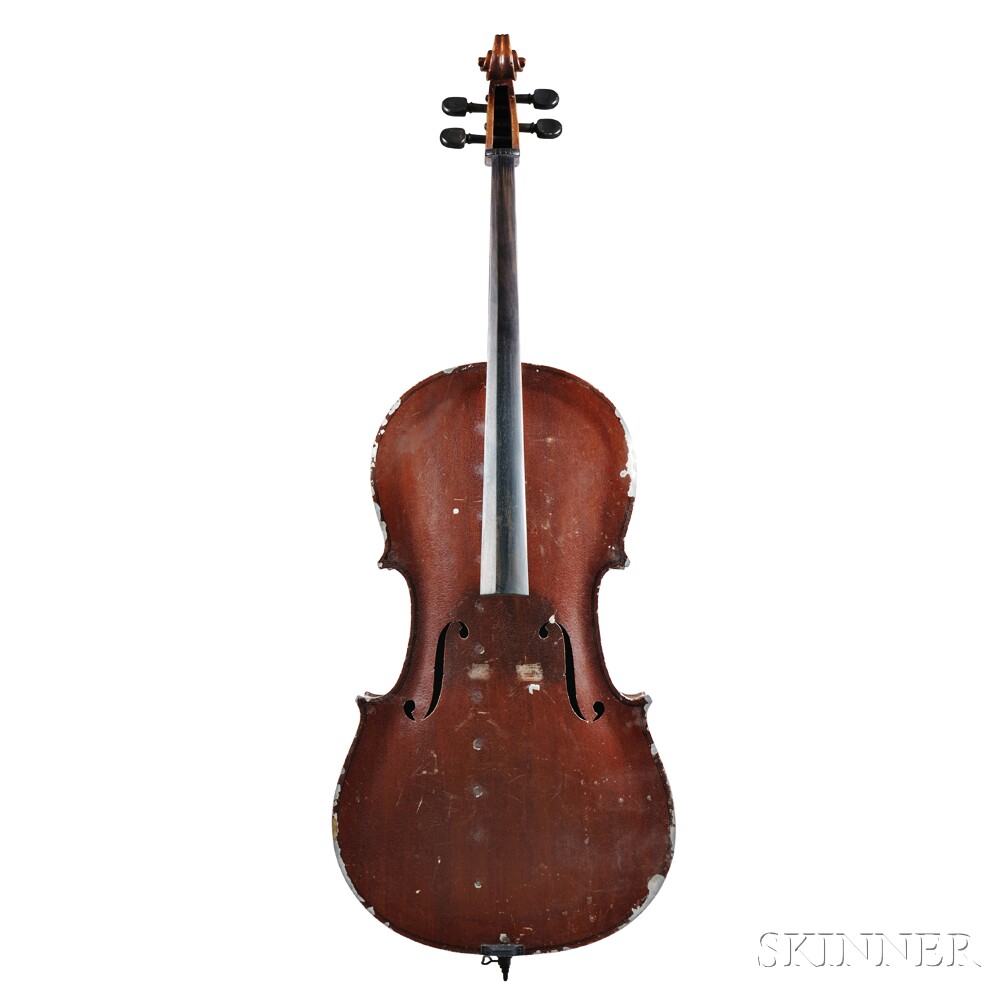 German Aluminum Violoncello, G. A. Pfretzschner, c. 1930, labeled THIS CELLO MADE UNDER PERSONAL