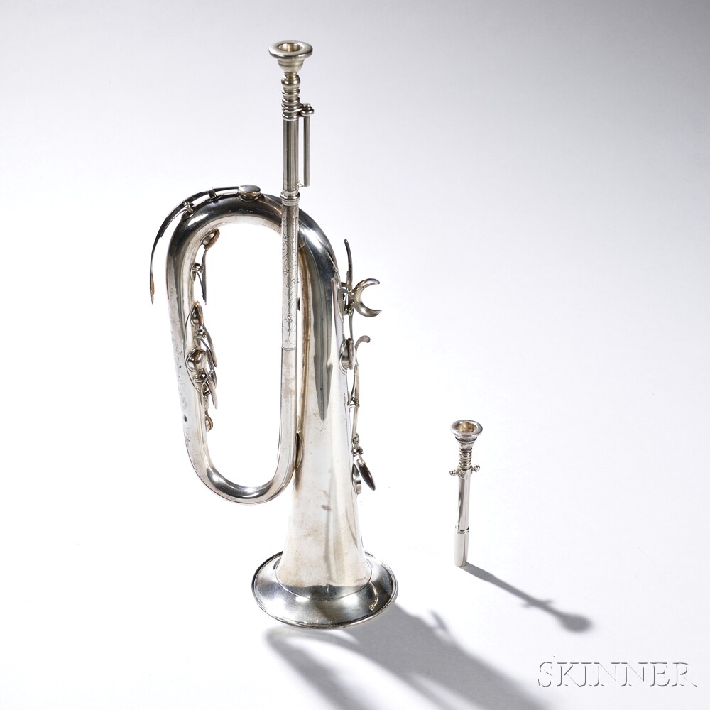 American Keyed Bugle, Henry Sibley, Boston, 1840, in E-flat with eleven keys, the single-loop silver - Image 8 of 17