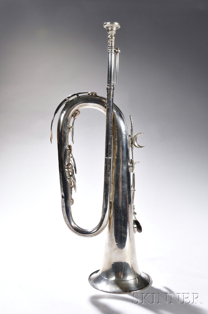American Keyed Bugle, Henry Sibley, Boston, 1840, in E-flat with eleven keys, the single-loop silver - Image 12 of 17