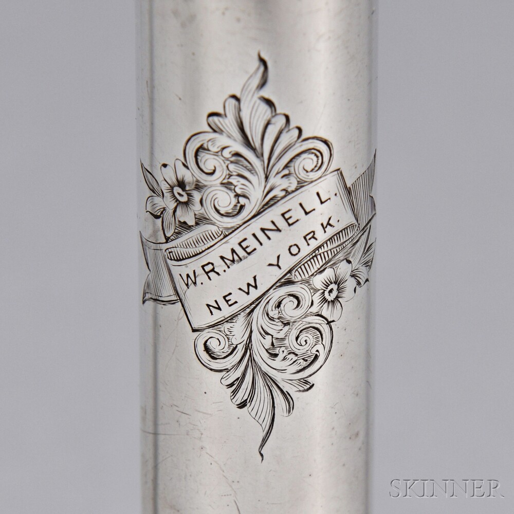 American Silver Flute, W.R. Meinell, New York, the head joint stamped W.R. MEINELL / NEW YORK, - Image 2 of 2