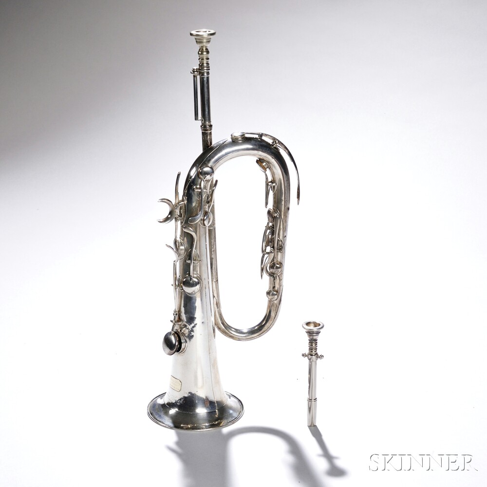 American Keyed Bugle, Henry Sibley, Boston, 1840, in E-flat with eleven keys, the single-loop silver - Image 7 of 17