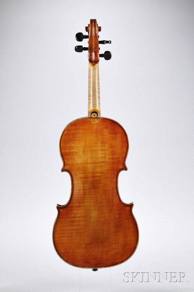 French Violin, branded internally BOURLIER, length of back 362 mm. French Violin, branded internally - Image 3 of 3