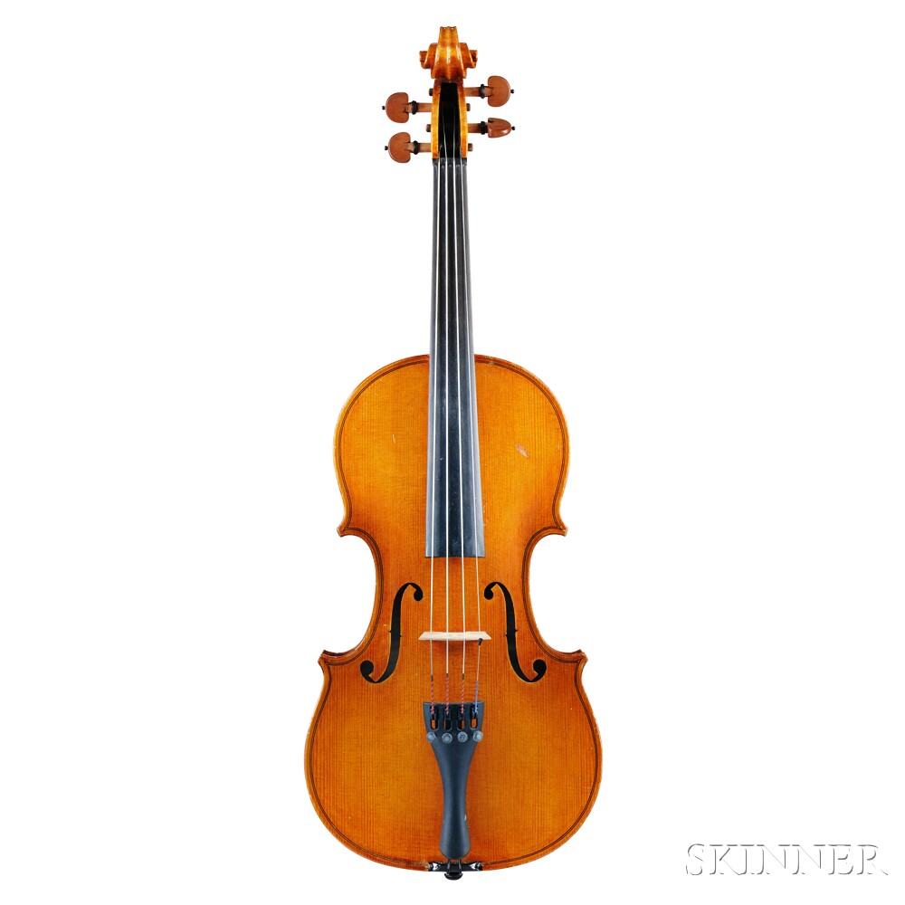 Violin, labeled Enrico Rossa, fecit Anno 2001, length of back 356 mm. Violin, labeled Enrico