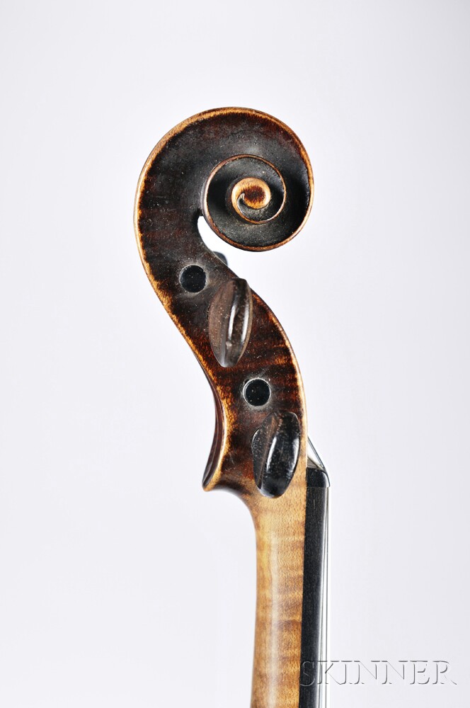 German Violin, c. 1850, labeled Franciscus Geissenhof fecit / Viennae Anno 1821, branded at back - Image 2 of 3