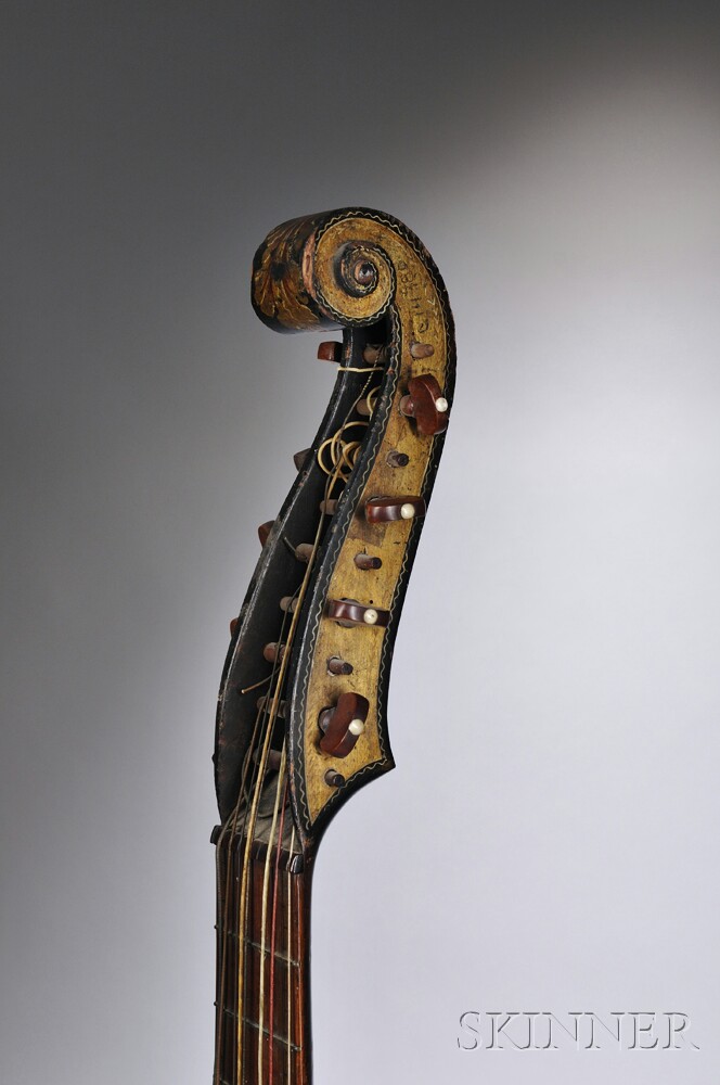 9-string Romantic Guitar, School of Edward Light, c. 19th Century, unlabeled, lacquered with gold - Image 3 of 3