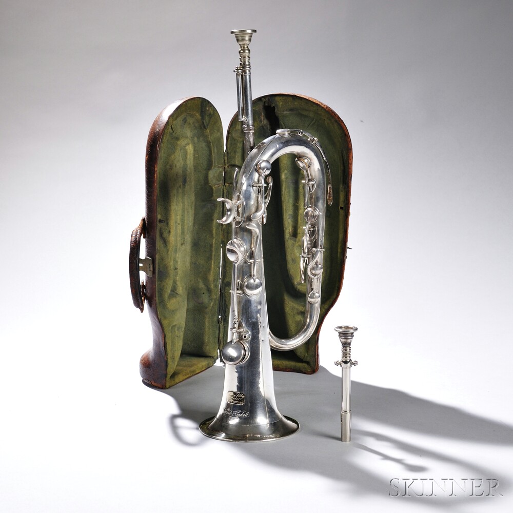 American Keyed Bugle, Henry Sibley, Boston, 1840, in E-flat with eleven keys, the single-loop silver - Image 6 of 17