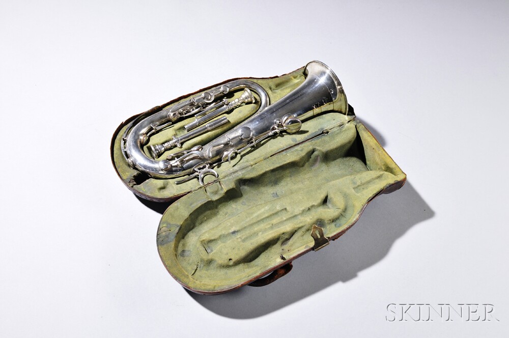 American Keyed Bugle, Henry Sibley, Boston, 1840, in E-flat with eleven keys, the single-loop silver - Image 15 of 17