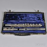 American Silver Flute, W.R. Meinell, New York, the head joint stamped W.R. MEINELL / NEW YORK,