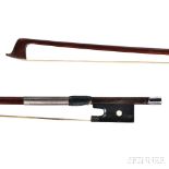 English Silver-mounted Violin Bow, the round stick with a silver tip stamped HILL, weight 63.2