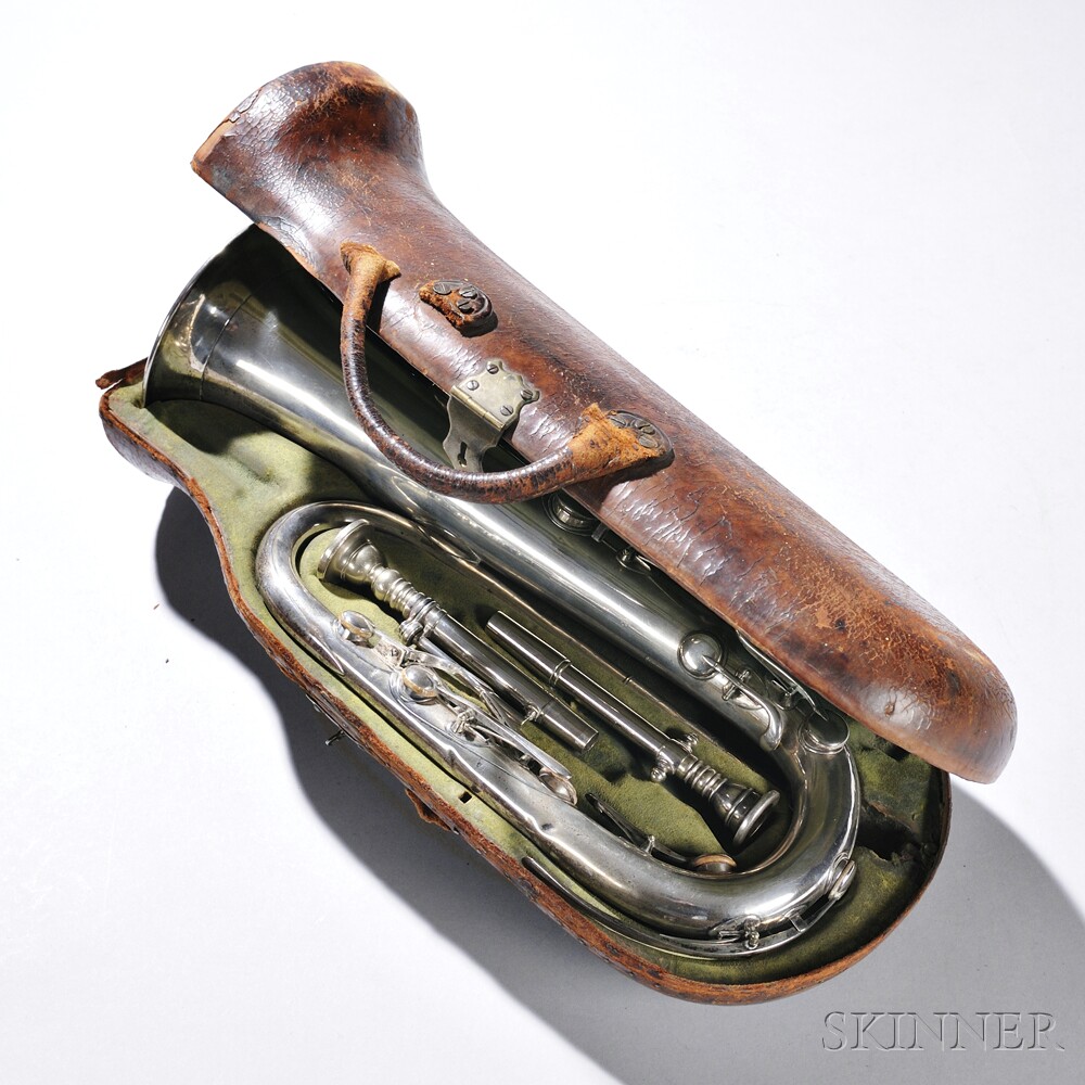 American Keyed Bugle, Henry Sibley, Boston, 1840, in E-flat with eleven keys, the single-loop silver - Image 16 of 17