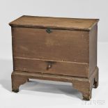 Shaker Brown-painted Pine One-drawer Chest, Canterbury, New Hampshire, c. 1825-40, iron hinges and