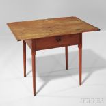 Shaker Red-stained One-drawer Table, Canterbury, New Hampshire, c. 1830, maple with pine drawer