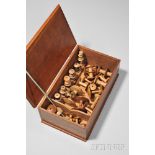 Shaker Dark Brown-stained Rectangular Sewing Box with Thirty-four Spools, probably Canterbury, New