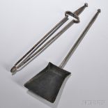 Shaker Steel Stove Tongs and Shovel, probably Canterbury, New Hampshire, c. 1850, scissors-type