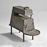 Shaker Cast Iron Stove and "Super Heater," c. 1820-30, the stove with a primary firebox and