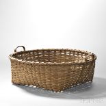 Shaker Black Ash Cheese Basket, square bottom, round top, shaped eared handles, double-wrapped