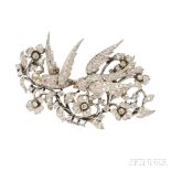 Diamond Swallow Brooch, each swallow pave-set with single-cut diamonds, with ruby eyes, one en