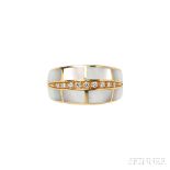 18kt Gold, Mother-of-pearl, and Diamond Ring, Leo Pizzo, with full-cut diamond melee and mother-of-