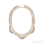 Gold Etruscan Revival Necklace, c. 1865, designed as a scalloped fringe, lg. 16 in. Note: Lots 133