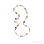 18kt Rose Gold and Colored Stone Bead Longchain, including amethyst, rose quartz, citrine, and