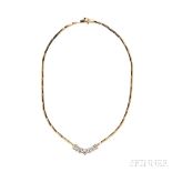 14kt Gold and Diamond Necklace, set with five full-cut diamonds, approx. total wt. 2.00 cts.,