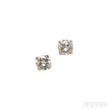 14kt Gold and Diamond Earstuds, each prong-set with a full-cut diamond weighing approx. 0.50 cts.
